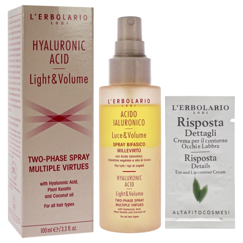 Hyaluronic Acid Light and Volume Two Phase Spray by LErbolario for Unisex - 3.3 oz Hair Spray