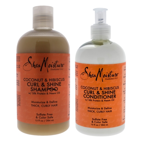 SHEA MOISTURE  Coconut And Hibiscus Curl And Shine Kit By for Unisex - 2 PC Kit 13OZ Shampoo, 13OZ Conditioner
