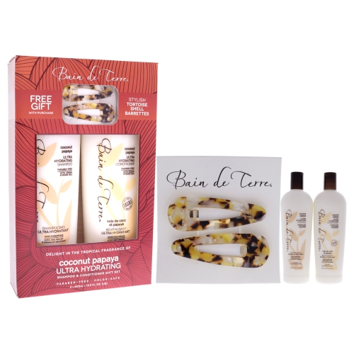 Coconut Papaya Ultra Hydrating Duo by Bain de Terre for Unisex - 2 x 13.5 oz Shampoo and Conditioner