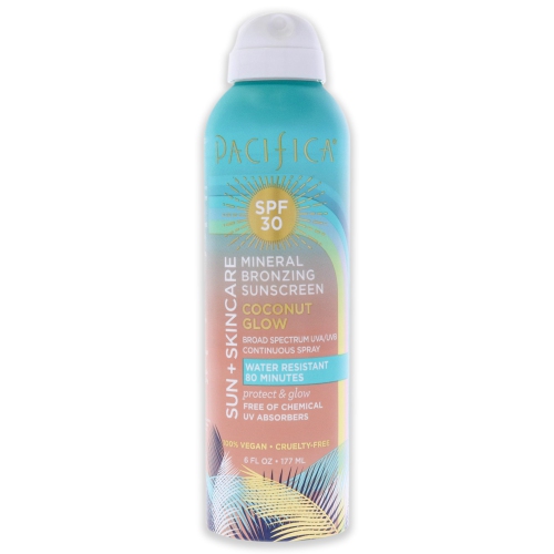 Mineral Bronzing Sunscreen Spray SPF 30 - Coconut Glow by Pacifica for Women - 6 oz Sunscreen