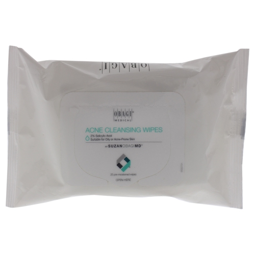 On the Go Acne Cleansing Wipes by Obagi for Unisex - 25 Count Wipes