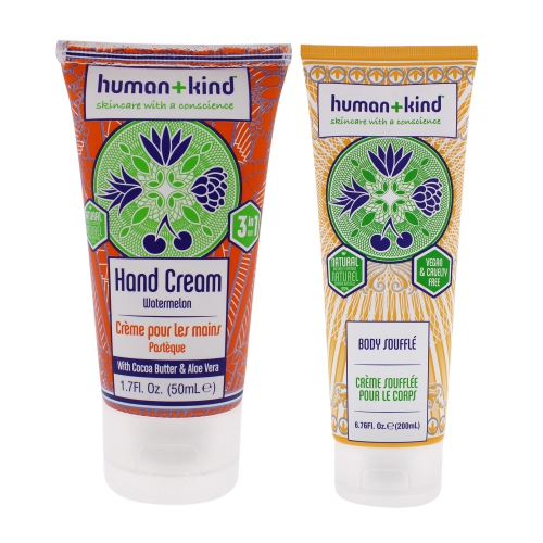 HUMANKIND  Hand-Elbow-Feet Cream - Watermelon And Body Souffle - Tube Kit By Human+Kind for Unisex - 2 PC Kit 1.7OZ Cream, 6.76OZ Body Cream