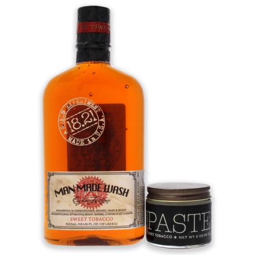 Ensemble Man Made - Sweet Tobacco par 18.21 Man Made pour Homme -2 Pc 18oz Man Made Wash 3-en-1 shampooing, revitalisant et nettoyant pour le corps,