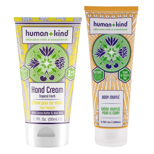 HUMANKIND  Hand-Elbow-Feet Cream - Tropical Fresh And Body Souffle - Tube Kit By Human+Kind for Unisex - 2 PC Kit 1.7OZ Cream, 6.76OZ Body Cream