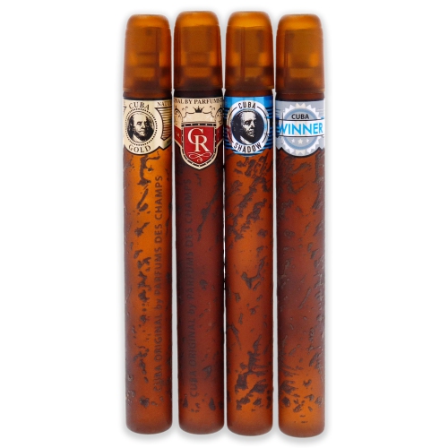 Cuba Quad I by Cuba for Men - 4 Pc Gift Set 1.17oz Cuba Gold EDT Spray, 1.17oz Cuba Royal EDT Spray, 1.17oz Cuba Winner EDT Spray, 1.17oz Cuba Shadow