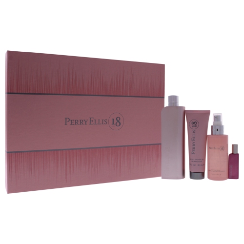 Perry Ellis 18 by Perry Ellis for Women - 4 Pc Gift Set 3.4oz EDP Spray, 0.25oz EDP Spray, 4oz Body Mist, 3oz Bath And Shower Gel