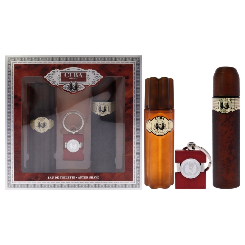CUBA  By for Men - 3 PC Gift Set 3.3OZ Edt Spray, 3.3OZ After Shave, Keychain In Gold
