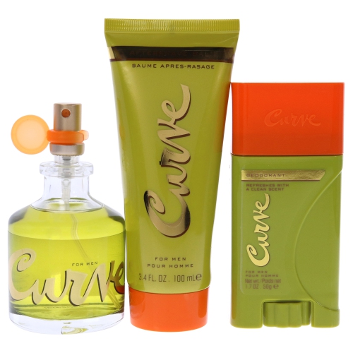 Curve by Liz Claiborne for Men - 3 Pc Gift Set 2.5oz EDC Spray, 3.4oz After Shave Balm, 1.7oz Deodorant Stick