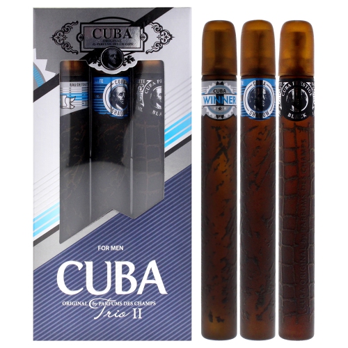 CUBA  Trio 2 By for Men - 3 PC Gift Set 1.17OZ Winner Edt Spray, 1.17OZ Shadow Edt Spray, 1.17OZ Prestige Edt Spray In Black