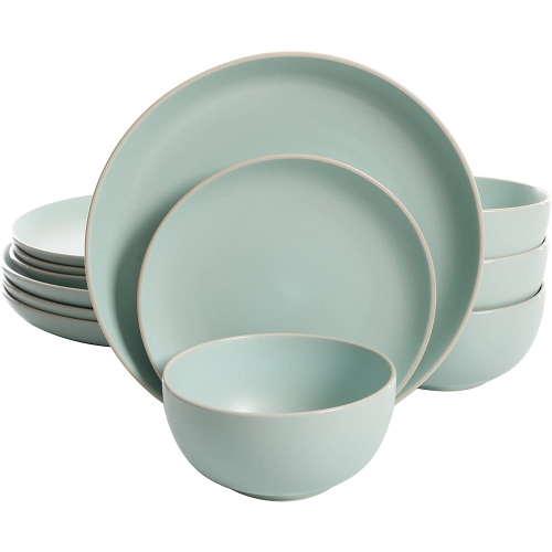 GIBSON  Home Rockaway 12 Piece Dinnerware- Matte In Teal