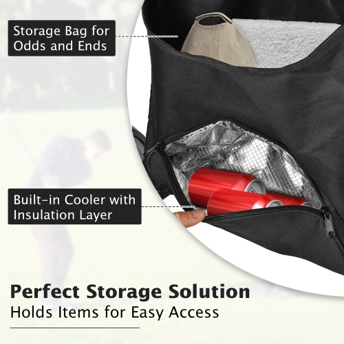 Gymax 4 Wheels Foldable Golf Push Pull Cart Trolley w/ Brake Waterproof Bag