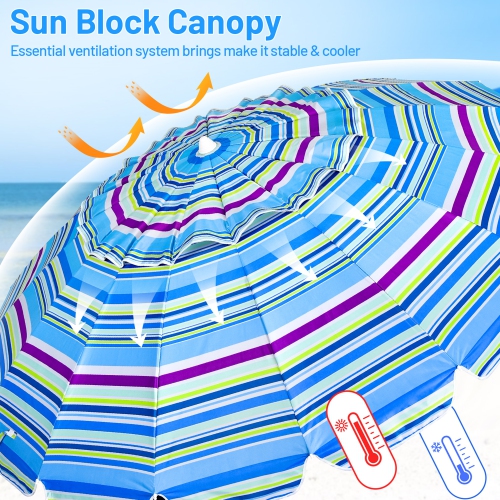 Gymax 8ft Beach Umbrella Outdoor Patio Garden w/ Carrying Bag Sand Anchor