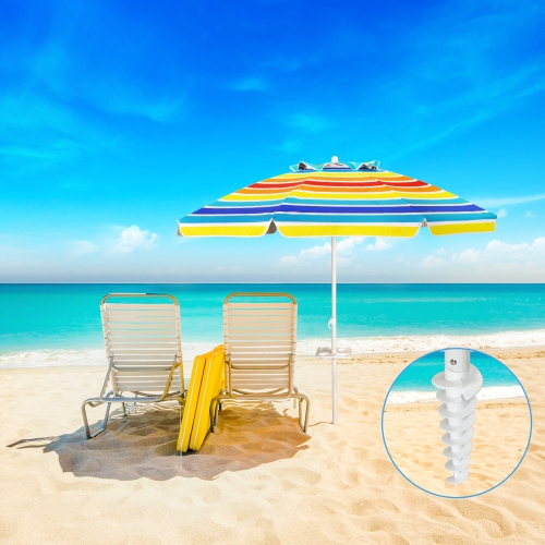 Gymax 7.2ft Beach Umbrella Outdoor Patio Garden w/ Carrying Bag Sand Anchor