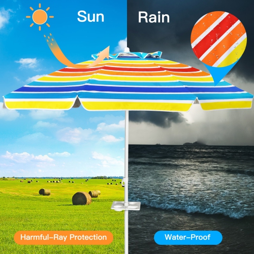 Gymax 7.2ft Beach Umbrella Outdoor Patio Garden w/ Carrying Bag Sand Anchor