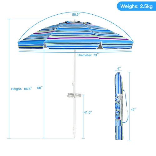 Gymax 7.2ft Beach Umbrella Outdoor Patio Garden w/ Carrying Bag Sand Anchor