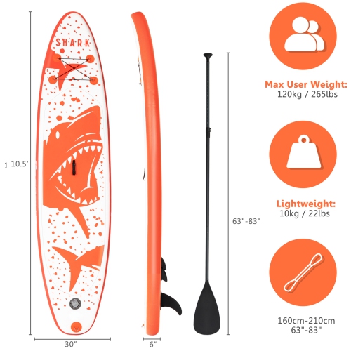 Gymax 10.5 ft. Inflatable Stand-Up Paddle Board Non-Slip Deck