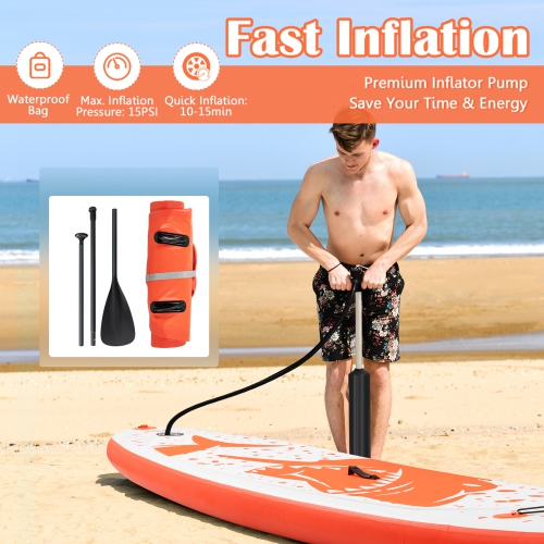 Gymax 10' Inflatable Stand-Up Paddle Board Non-Slip Deck Surfboard w/ Hand Pump