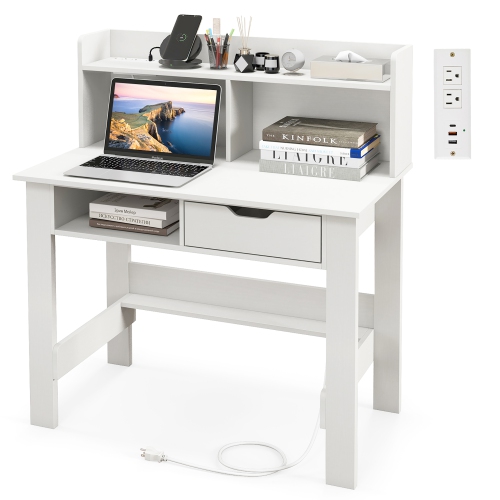 Image 1 of 10.. Gymax Home Office Computer Desk Workstation Laptop PC Table w/ Drawer & Shelf