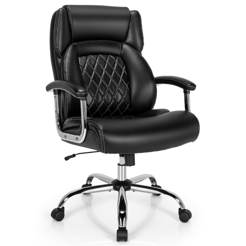 GYMAX  500Lbs High Back Big & Tall Office Chair Adjustable Leather Task Chair