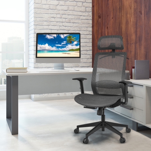 Gymax High Back Mesh Office Chair Swivel Executive Chair w/ Lumbar Support