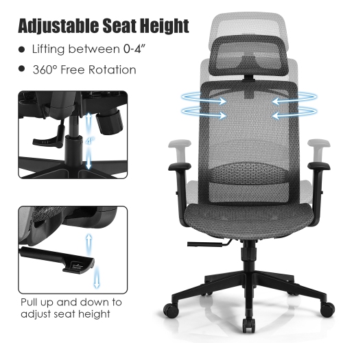 Gymax High Back Mesh Office Chair Swivel Executive Chair w/ Lumbar Support