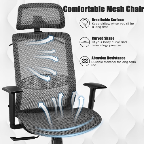 Gymax High Back Mesh Office Chair Swivel Executive Chair w/ Lumbar Support