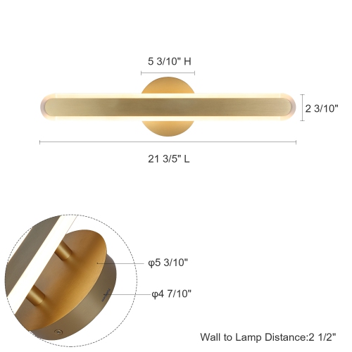 Tubicen LED Dimmable Linear Vanity Light, 21.6"L Modern Bathroom Light Fixture, 360° Angle Lighting Bath Vanity Bar Light, 10W Wall Sconce Lighting