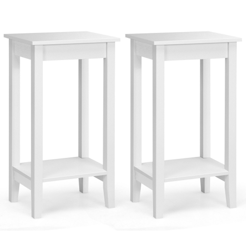 Image 1 of 10.. Gymax 2-Tier Nightstand End Side Table Coffee Table Wooden Legs Bedroom