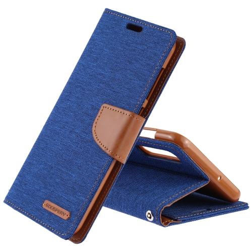 Image 1 of 1.. HYFAI Diary Case Cover w/Magnet Clip Wallet CANVAS Card Holder Fabric Folio Wallet Flip Stand For Samsung Galaxy S21 Ultra / Ultra 5G, Blue