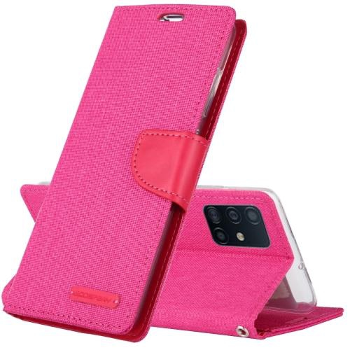 HYFAI Diary Case Cover w/Magnet Clip Wallet CANVAS Card Holder Fabric Folio Wallet Flip Stand For Samsung Galaxy S21 Ultra / Ultra 5G, Pink