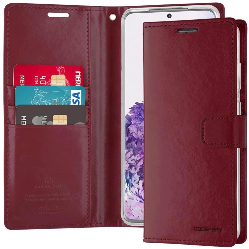 HYFAI Leather Diary Case Cover w/Magnet Clip Wallet Folio Credit Card Slot and Flip Stand for Samsung Galaxy S21 Ultra / Ultra 5G, Burgundy