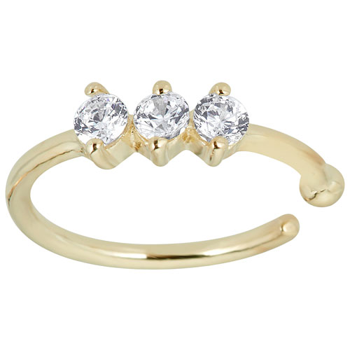 Le Reve Collection 3 Cubic Zirconia Hoop Nose Ring in 14K Gold