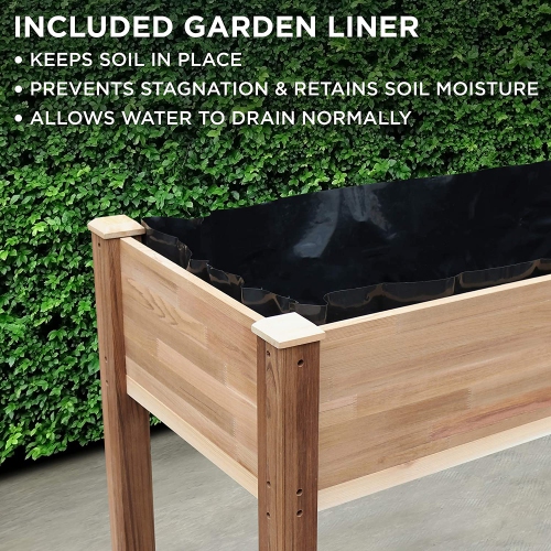 Jumbl Raised Canadian Cedar Garden Bed | Elevated Wood Planter for Growing Fresh Herbs, Vegetables, Flowers, Succulents & Other Plants at Home |
