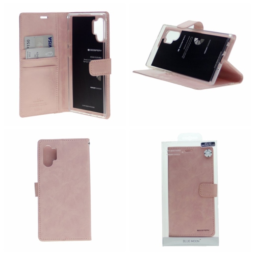 HYFAI Leather Diary Case Cover w/Magnet Clip Wallet Folio Credit Card Slot and Flip Stand for Samsung Galaxy Note 10 Plus / Note 10+, Rose Gold