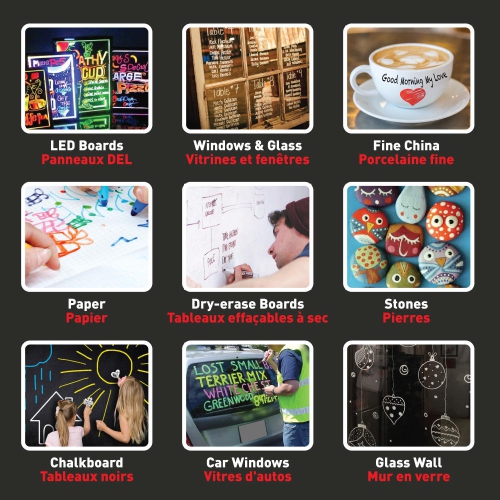 Marqueurs pour fenêtres à craie liquide, paq./12, avec 40 étiquettes pour tableau noir gratuites – Moustache®