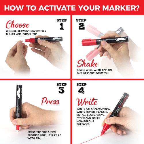 Marqueurs pour fenêtres à craie liquide, paq./12, avec 40 étiquettes pour tableau noir gratuites – Moustache®