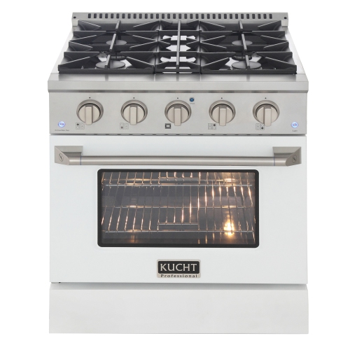 KUCHT Professional 30 in. 4.2 cu. ft. Natural Gas Range with Convection Oven and White Door