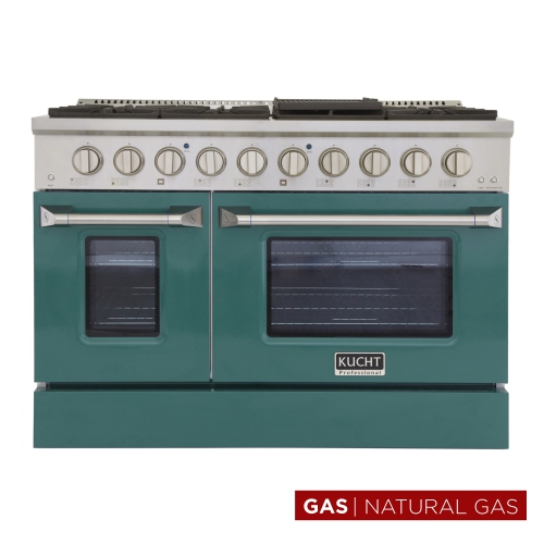 KUCHT Professional Cuisinière au gaz naturel de 48 po avec 8 brûleurs et four à convection en vert