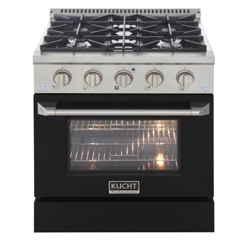 KUCHT Professional 30 in. 4.2 cu. ft. Natural Gas Range with Convection Oven and Black door