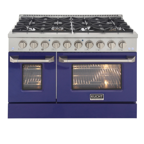 KUCHT Professional 48-in Propane Gas Range with 8 Burners Grill/Griddle and Convection Oven in Blue