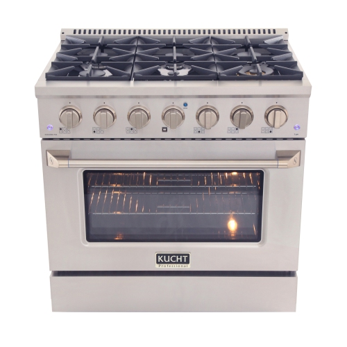 KUCHT Professional 36 po 5,2 pi3 pi. Cuisinière au gaz propane avec four à convection en acier inoxydable