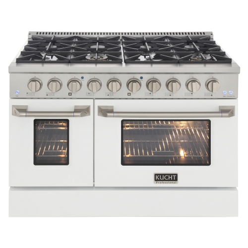 KUCHT Professional 48-in Propane Gas Range with 8 Burners Grill/Griddle and Convection Oven in White