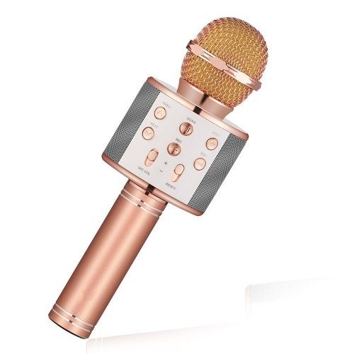 Wireless Bluetooth Karaoke Handheld Microphone with Mic Speaker(Pink)