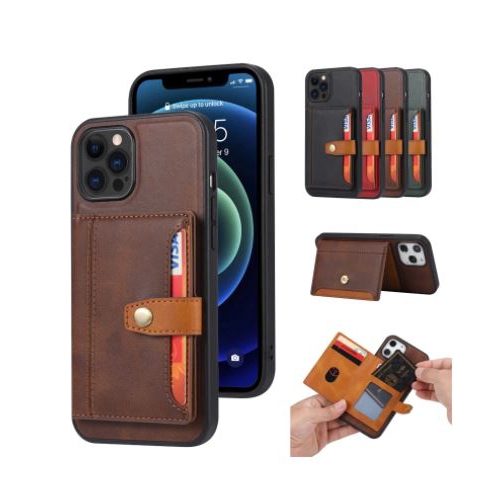 Magnetic Leather Back Case Cover Card Holder Wallet Case for iPhone 12 Pro Max