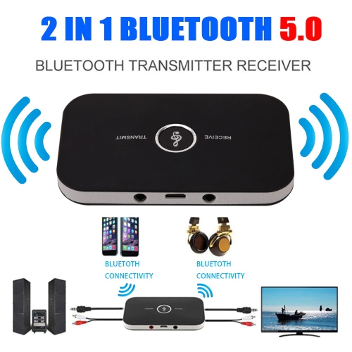 Émetteur récepteur 2-en-1 Bluetooth 5.0 Adaptateur audio sans fil pour PC TV Écouteurs voiture 3,5 mm 3.5 récepteur de musique auxiliaire