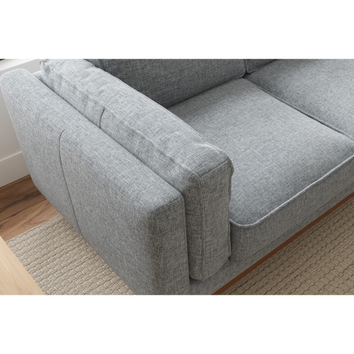 Valencia Artisan Modern Fabric Sofa with Wooden Base, Grey Color