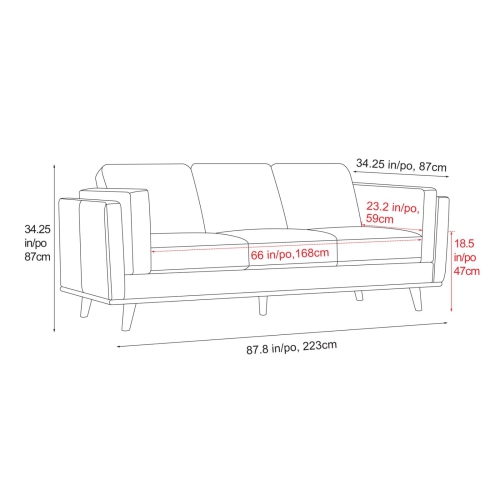 Valencia Artisan Modern Fabric Sofa with Wooden Base, Grey Color