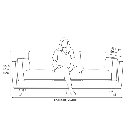 Valencia Artisan Modern Fabric Sofa with Wooden Base, Grey Color