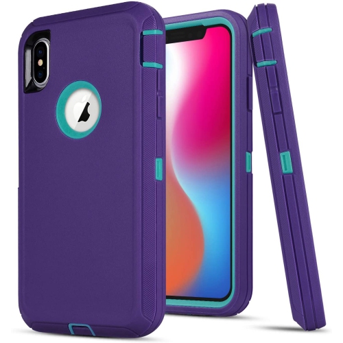 【CSmart】 Anti-Drop Triple 3 Layers Shockproof Heavy Duty Defender Hard Case for iPhone XR, Purple