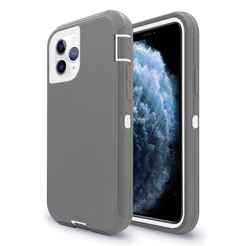 [CSmart] Étui Coque rigide anti-chute triple 3 couches antichoc robuste Defender pour iPhone 12 / iPhone 12 Pro, gris